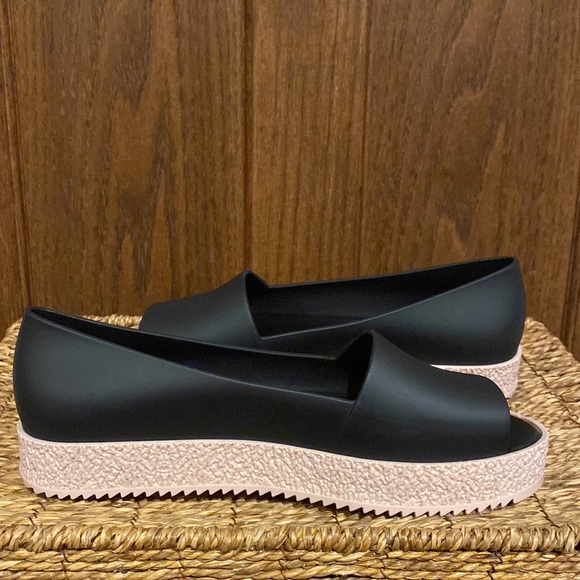 Melissa Puzzle Peep-Toe Flats-Black/Blush Pink- Women’s Size 9 - Picture 7 of 12